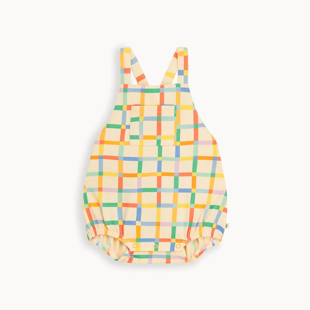 Bubble Romper ''Rainbow Grid'', GOTS