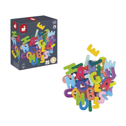 Magnetisches Alphabet, 52 Holzbuchstaben