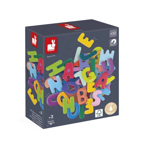 Magnetisches Alphabet, 52 Holzbuchstaben