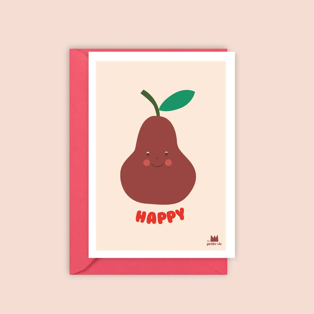 ''Happy'' Pear Greetings Card