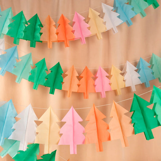 Christmas Garland, Tissue Paper Christmas Trees