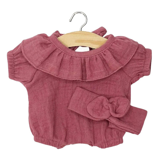 Minikane Doll Clothing Romper and Headband Raspberry, 34 / 37cm