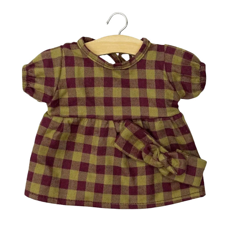 Baby Doll Dress and Headband Set Checked, 28cm