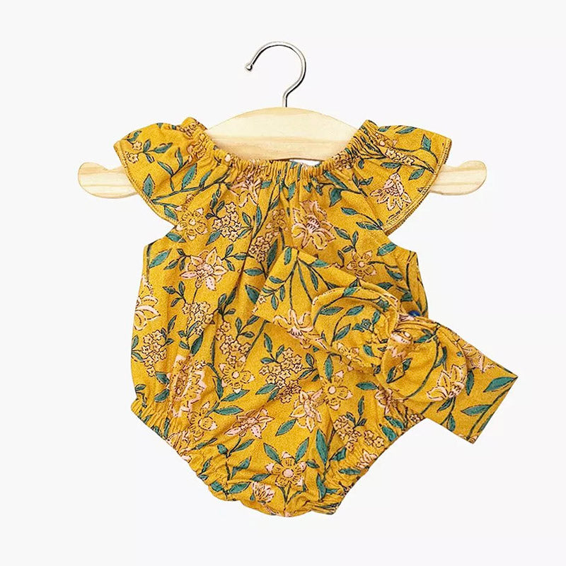 Doll Clothing ''Clara Romper and Headband Flowers Mustard'' 34 / 37cm
