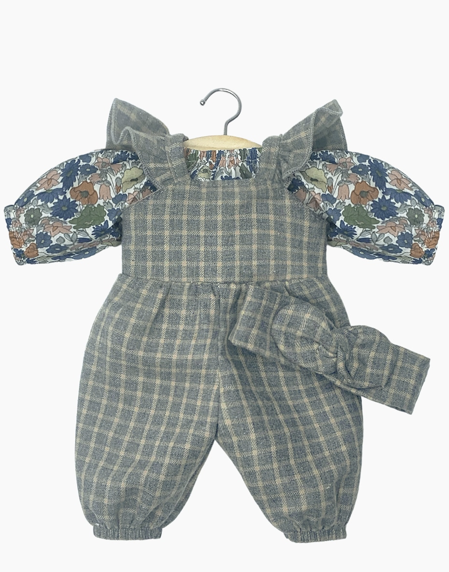 Doll Clothing ''Claudie checkered jumpsuit and Alice Liberty blouse set'' (34 & 37cm dolls)