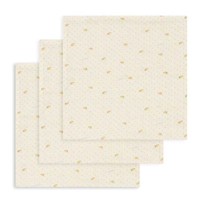 Muslin Cloth 3 Pack, Lemon Dot