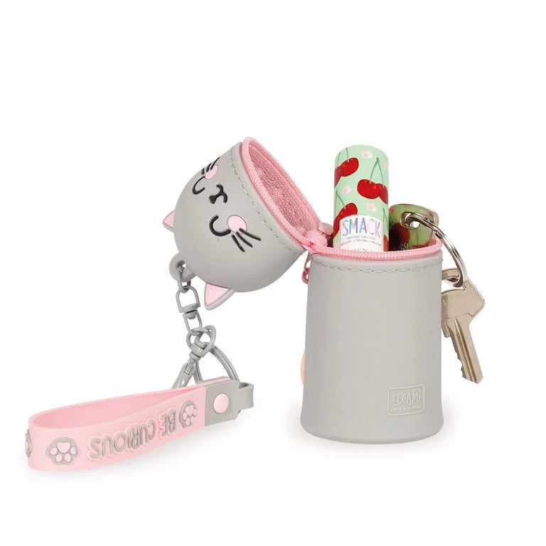 Mini Coin Purse with Keyring, Kitty