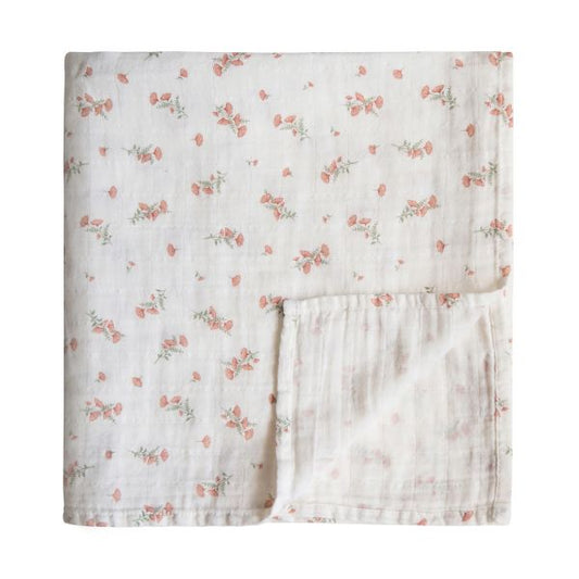 Swaddle Organic Muslin Cloth, Pink Flowers