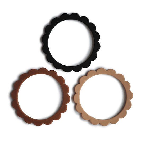 Flower Teether Bracelet ''Black, Natural, Caramel''