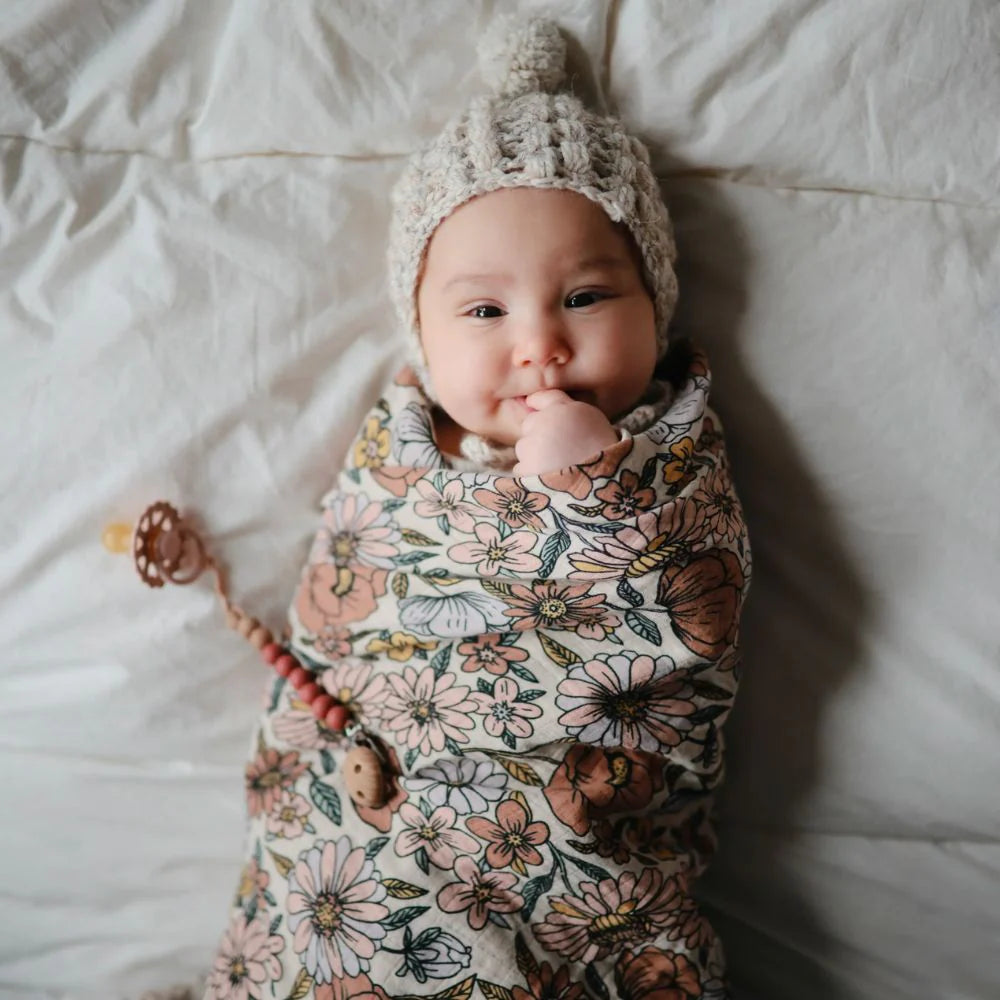 Swaddle Organic Muslin Cloth ''Retro Flowers''