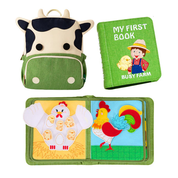 Montessori Book & Backpack Set, Busy Farm
