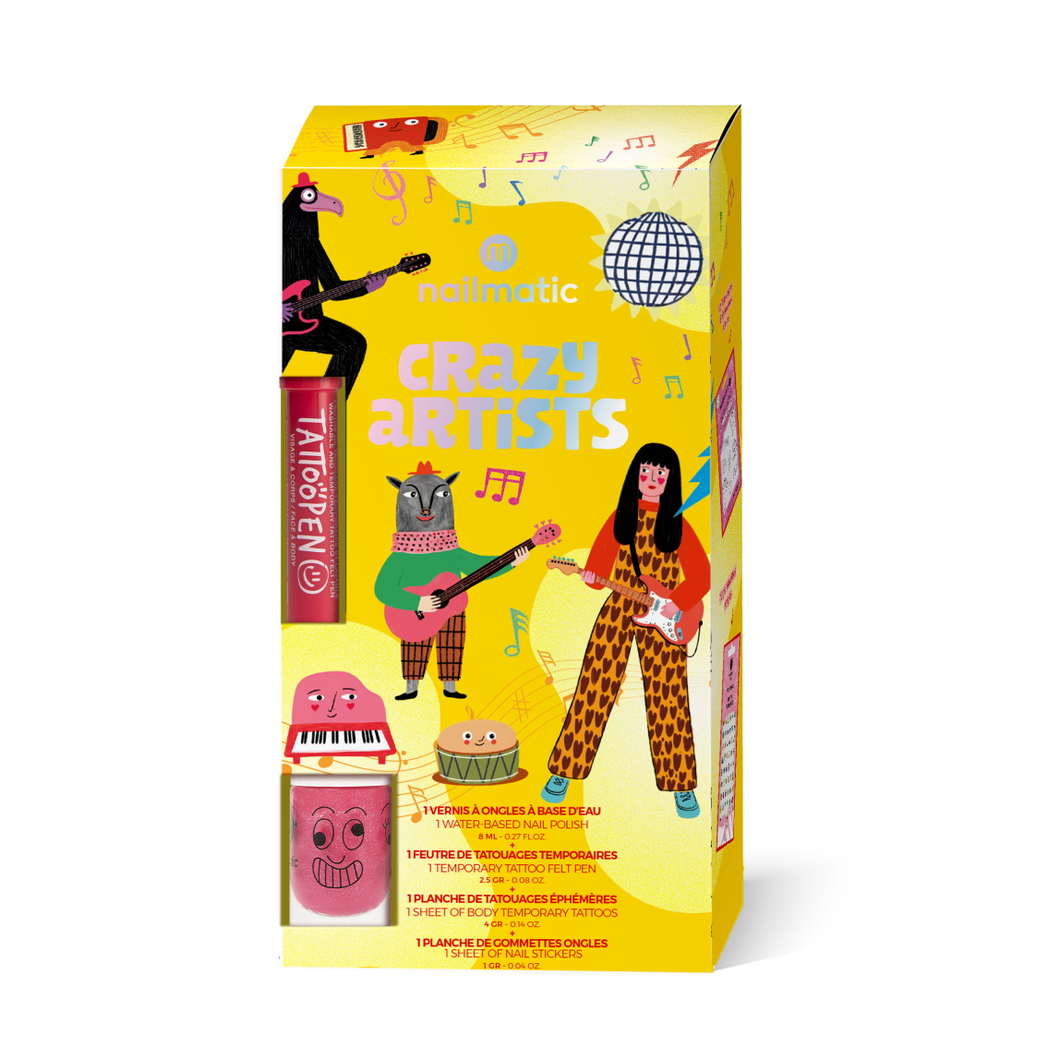 Tattoos, Nail Polish & Nail Stickers Set ''Glitter Gang Crazy Artists''
