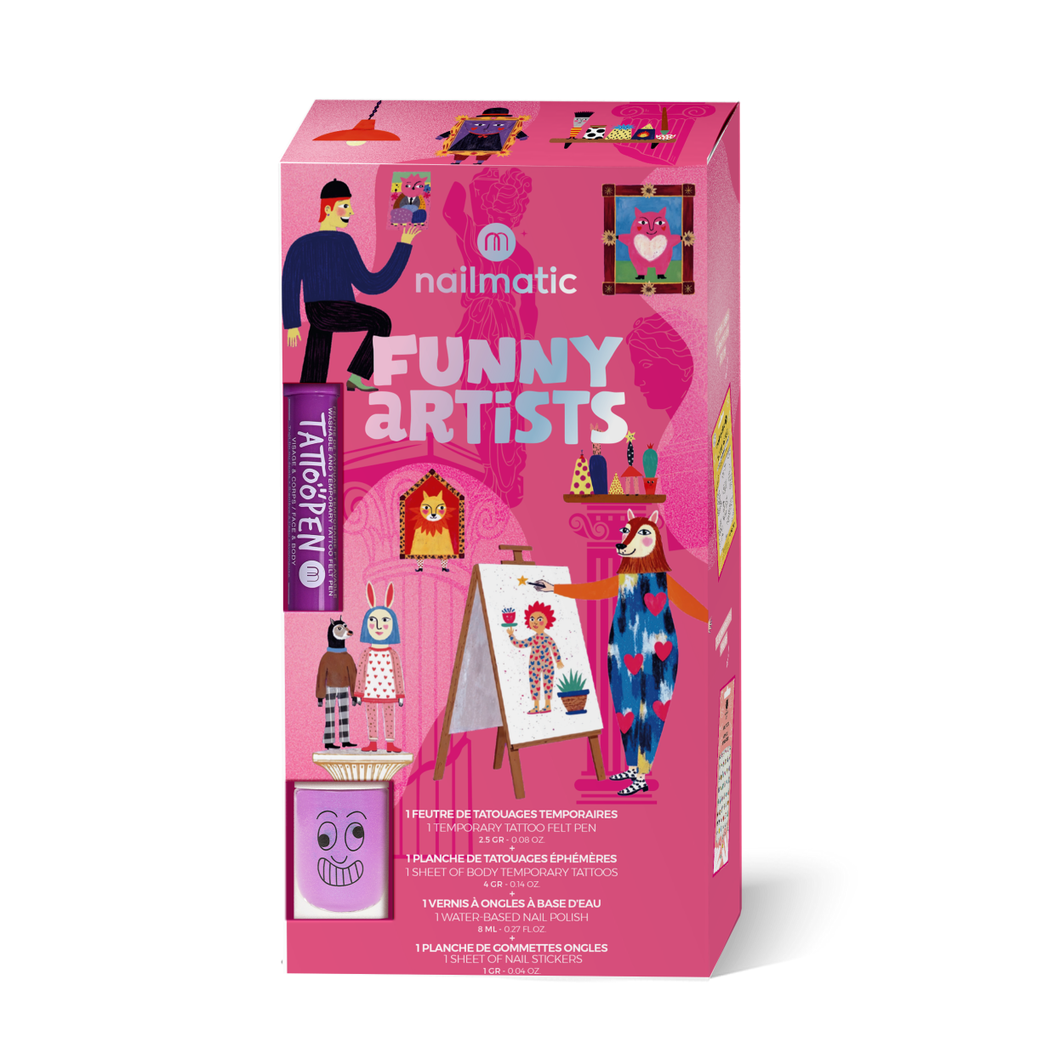 Tattoos, Nail Polish & Nail Stickers Set ''Glitter Gang Funny Artists''