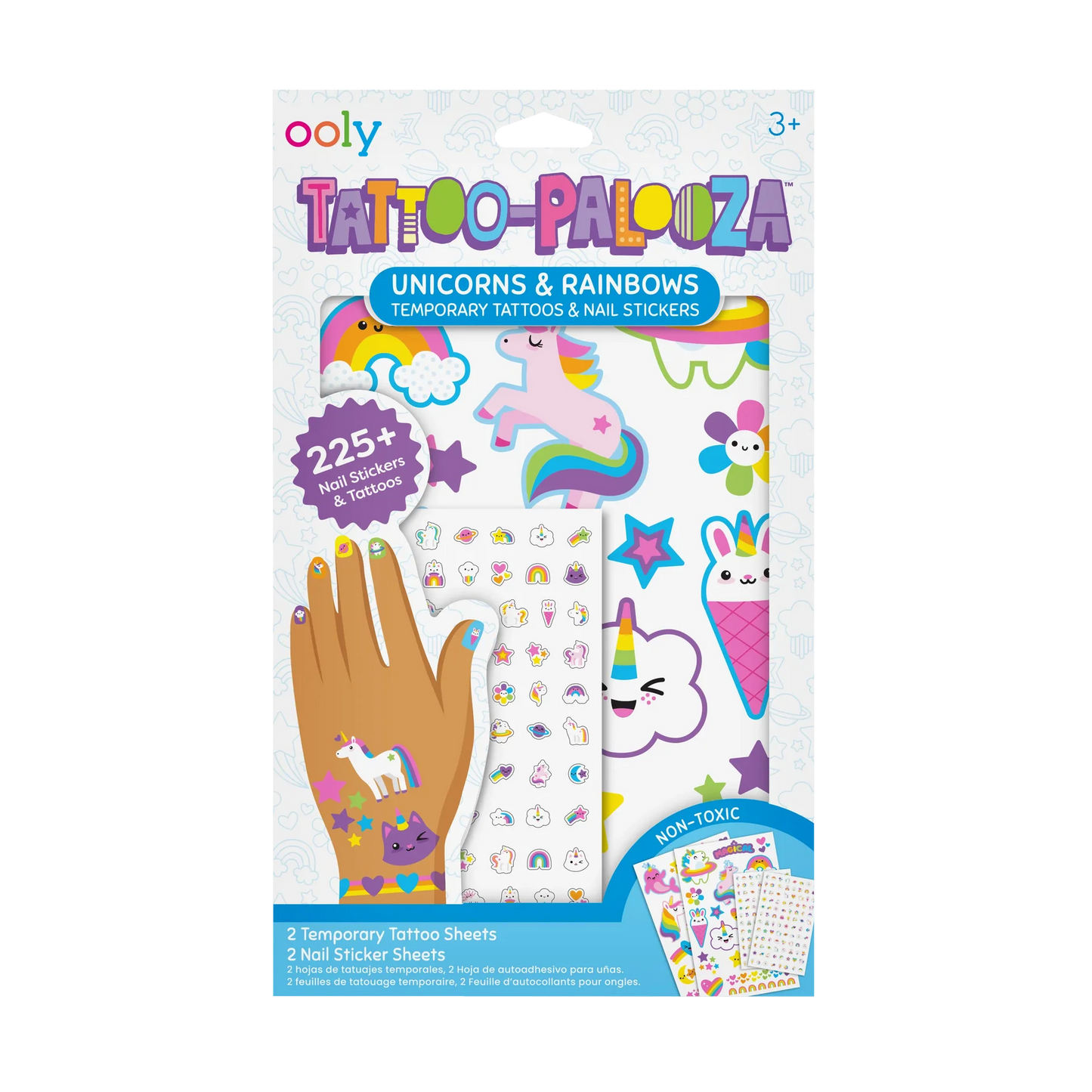 Temporäre Tattoos & Nagelsticker „Einhörner und Regenbögen“