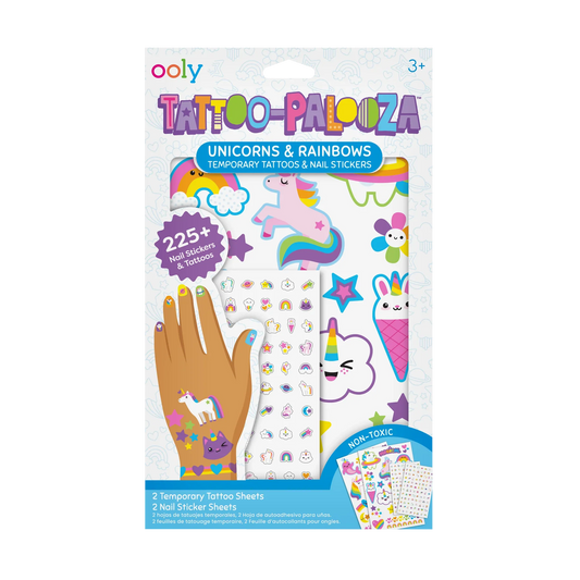 Temporäre Tattoos & Nagelsticker „Einhörner und Regenbögen“