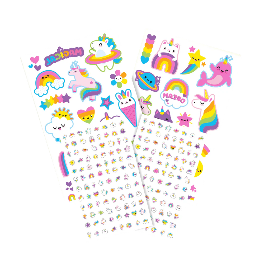 Temporäre Tattoos & Nagelsticker „Einhörner und Regenbögen“