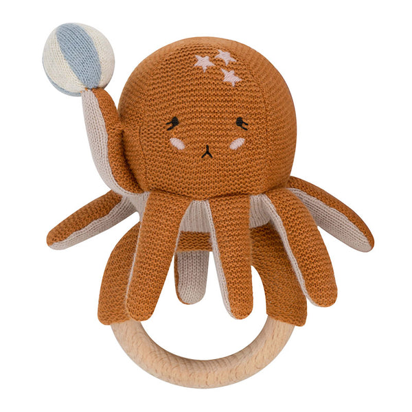 Octopus rattle toy in warm brown tone