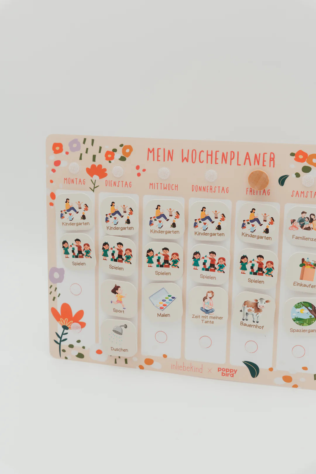 Wochenplaner für Kinder inkl. Symbole, Mohnblume