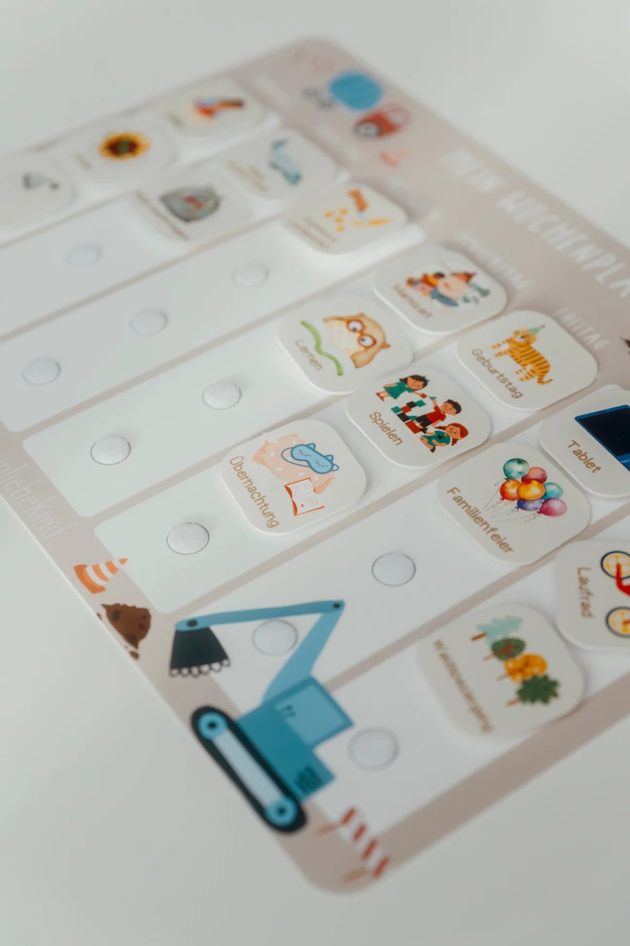 Wochenplaner für Kinder inkl. Symbole, Bagger