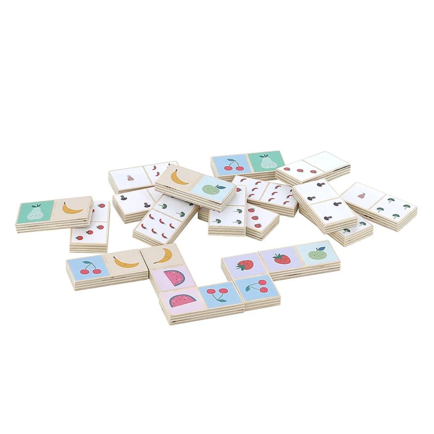 Beidseitige Holz-Dominos, Früchte