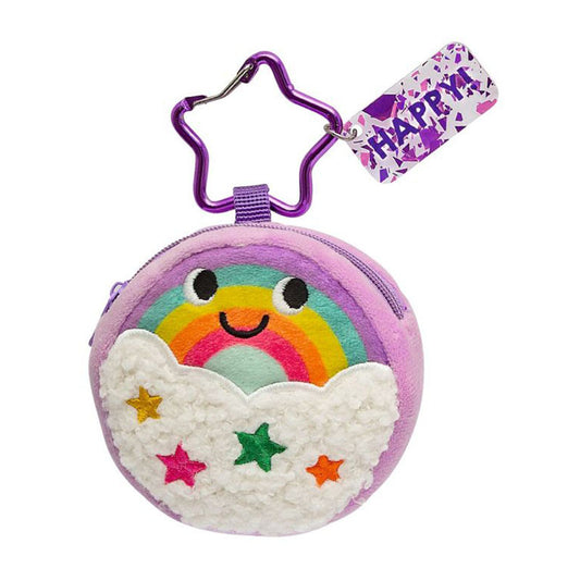 Plüschbeutel, Happy Day Regenbogen mit Karabiner