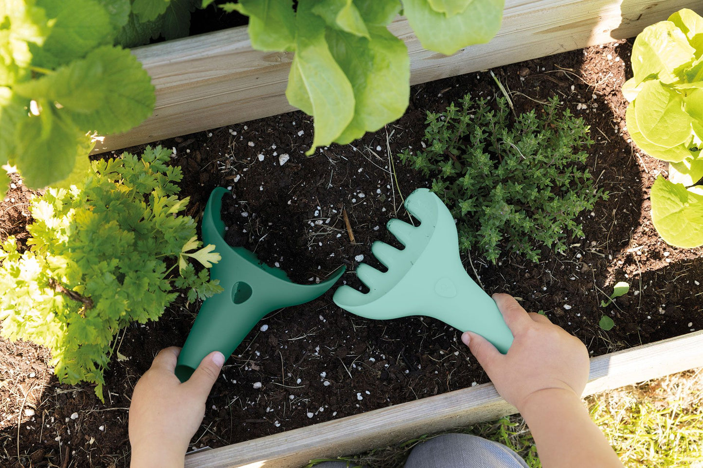 2-in-1 Rechen- & Schaufel-Set, Raki Garten Grün