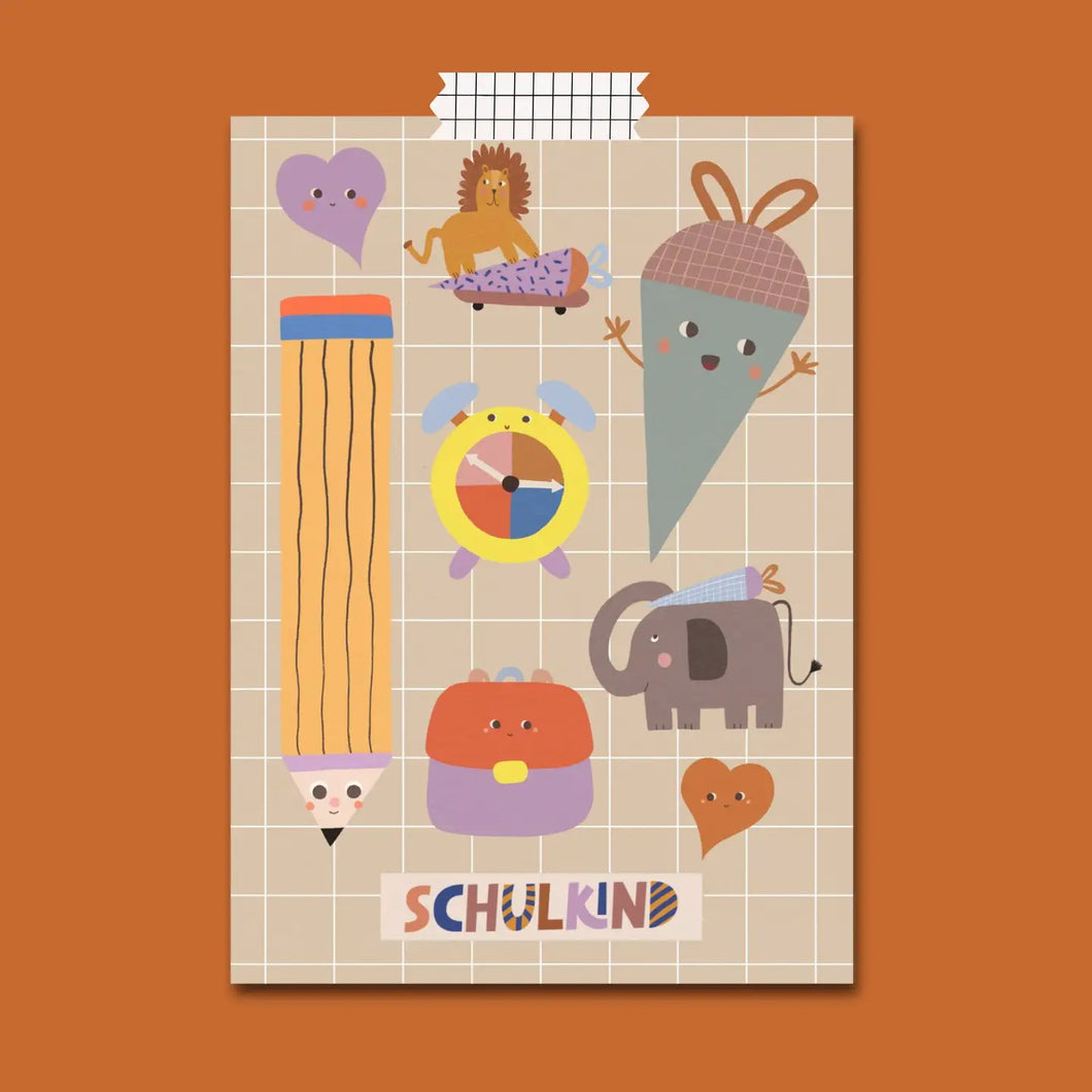 Postkarte, Schulkind Mix