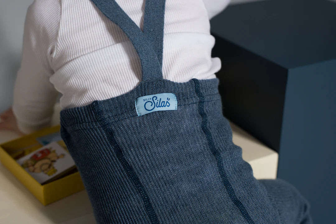 Footless Tights  ''Steel Blue Blend'' 6 - 12 Months