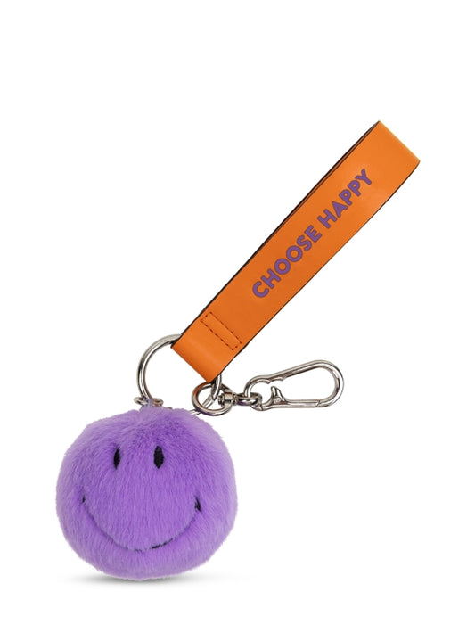 Smiley ECO Flauschiger Taschenanhänger, Dunkellila