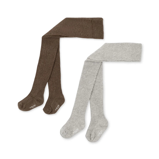 2er-Pack Lurex-Strumpfhosen „Soft Grey / Brown“