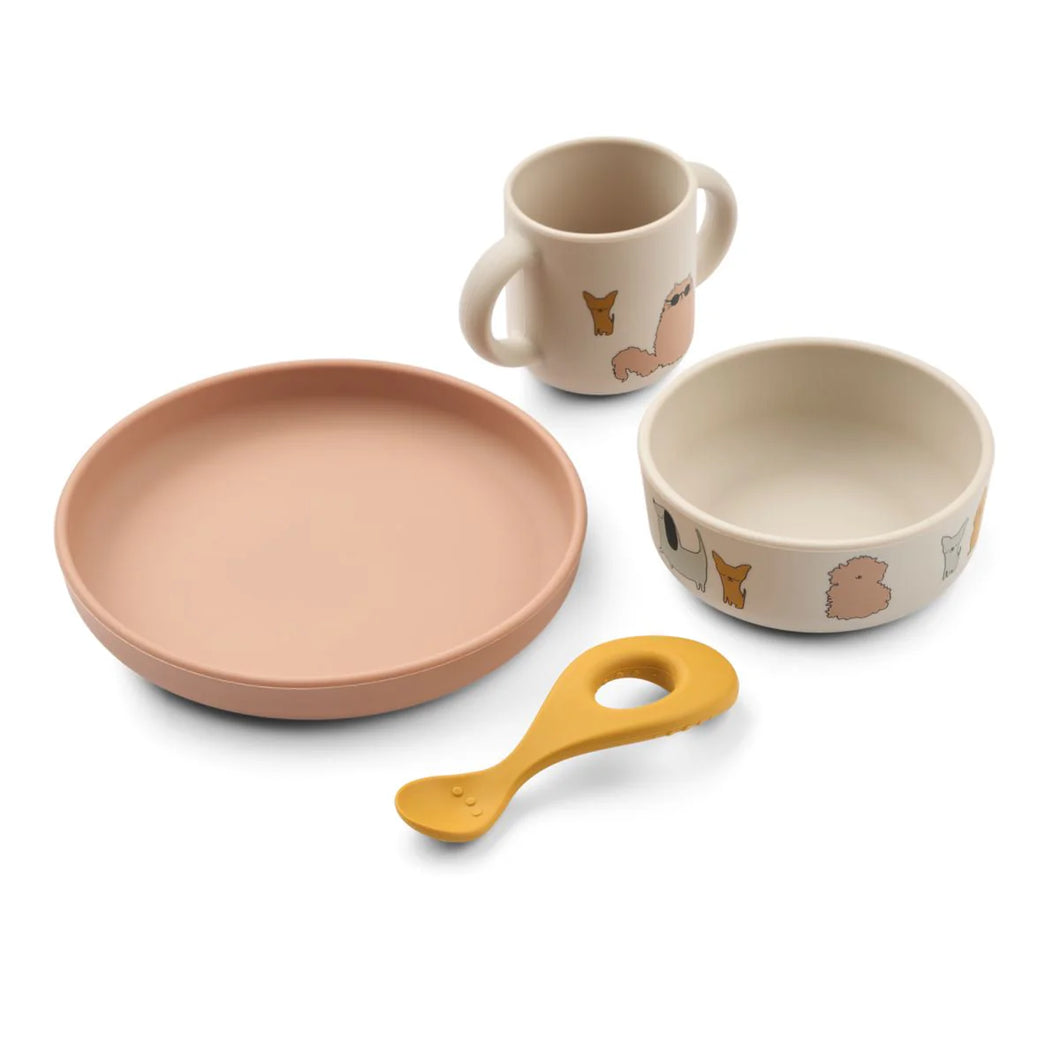 Liewood Vivi Silicone Tableware Set ''Cats and Dogs''