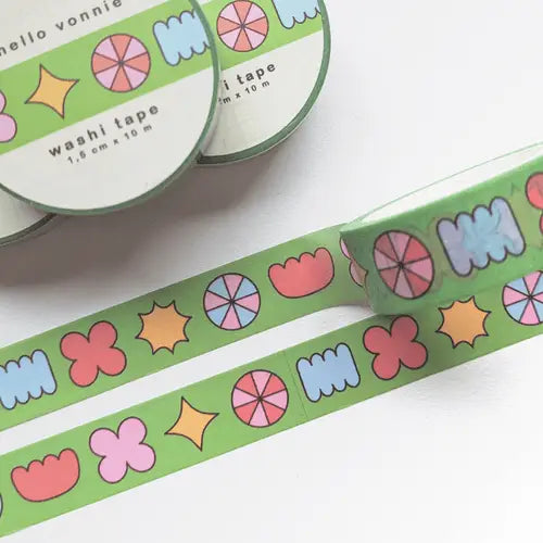 Washi Tape, Grüne Formen