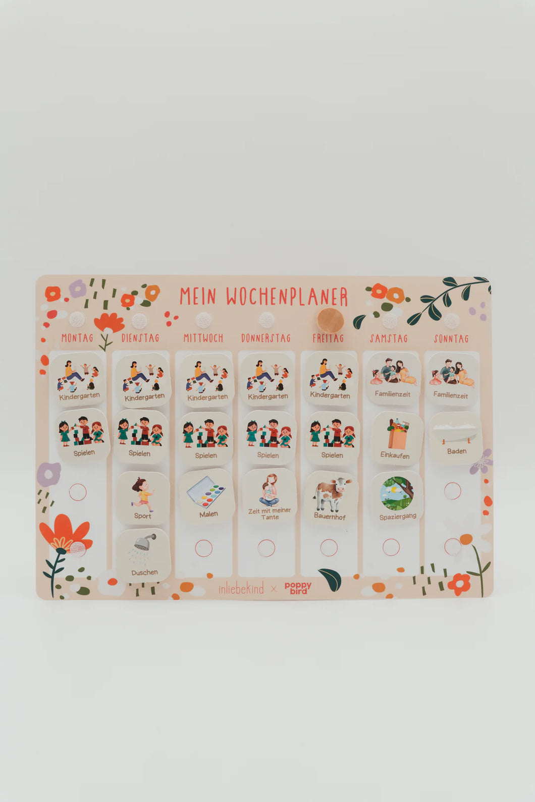 Wochenplaner für Kinder inkl. Symbole, Mohnblume