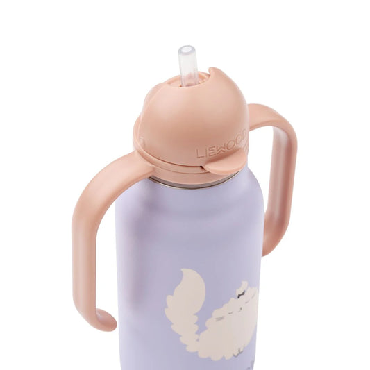 Kimmie Stahl-Wasserflasche 250ml, Katze Flieder