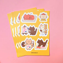 Load image into Gallery viewer, Vinyl Sticker Sheet, Artist Cats
