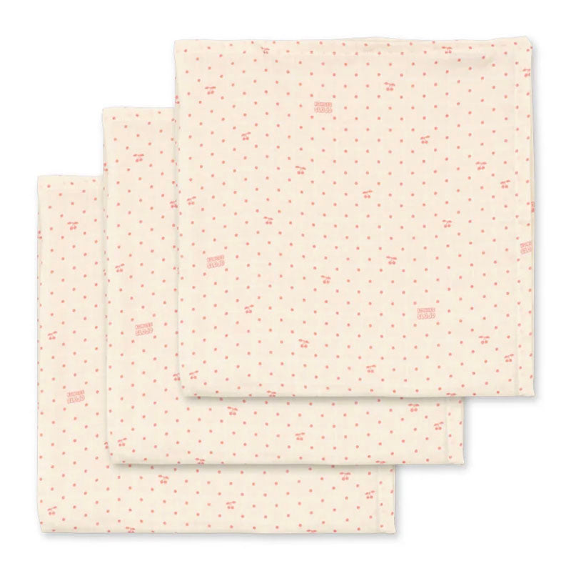 Muslin Cloth 3 Pack, Cherry Dot