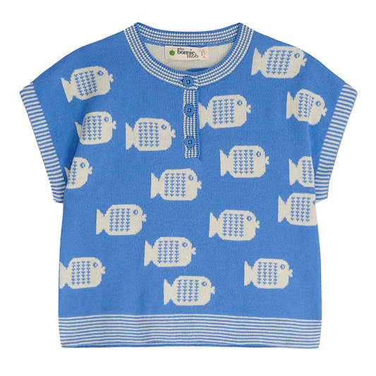 Blaues Fisch-Strickset „Fisher“, GOTS