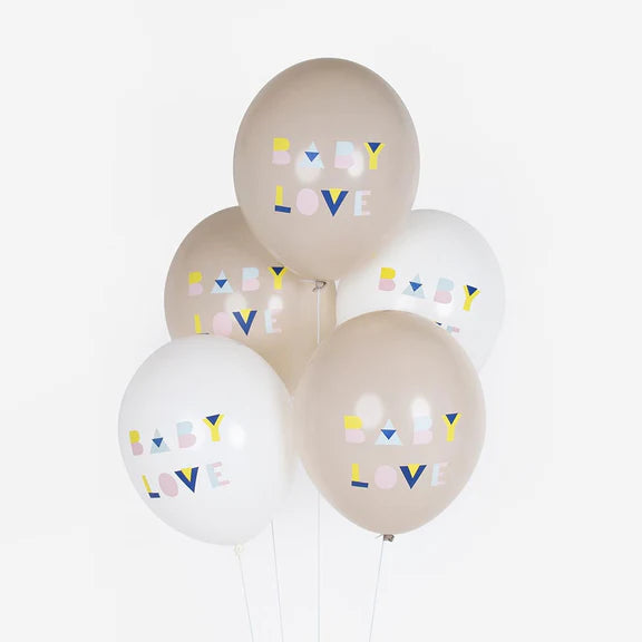 Latex Balloons, Set of 5 ''Baby Love'' Nude