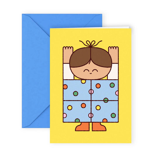 Geburtstagskarte, gelbes Geschenk