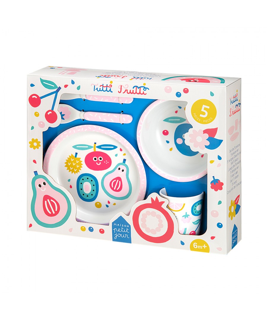 5 Piece Kids Dinnerware Gift Set ''Tutti Frutti''