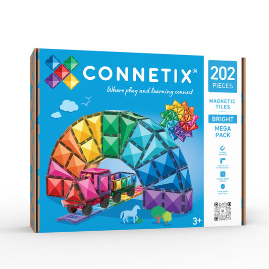 Connetix 202-teiliges Bright-Megapaket mit Magnetbausteinen