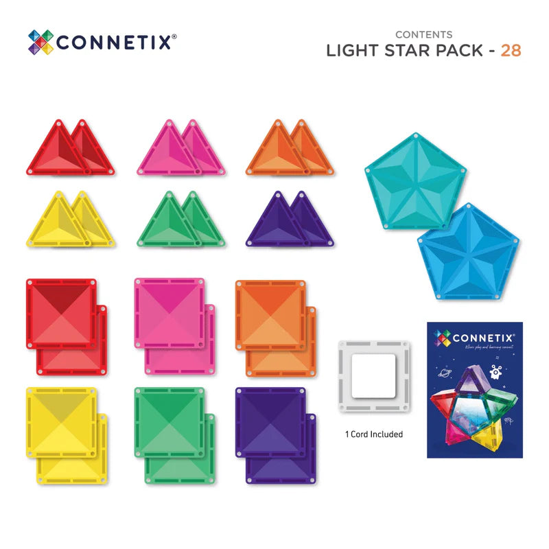 Connetix Tiles Light Star Pack, 28 Pieces