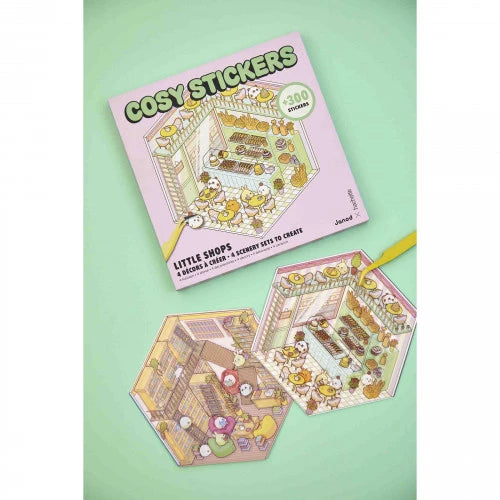 Gemütliche Sticker für Erwachsene, kleine Geschäfte