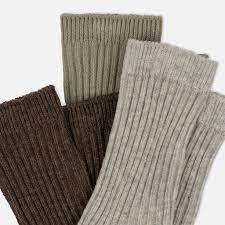 3er-Pack Rippsocken „Grau, Ment, Braun“