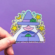 Load image into Gallery viewer, Vinyl Sticker, Glitter Frog Witch Sticker

