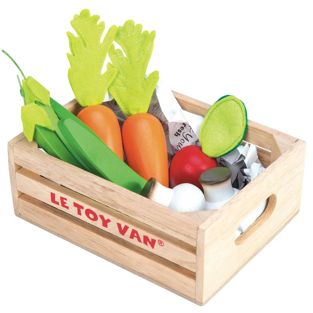 Play Food, Wooden Vegetables Market Crate