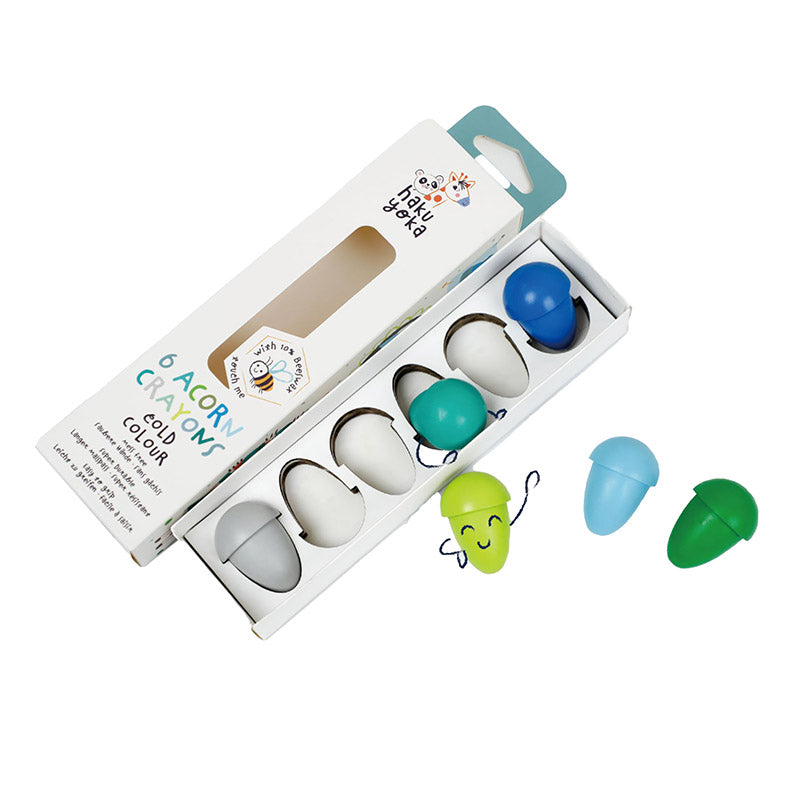 Wax Acorn Crayons Set, Cold Colours