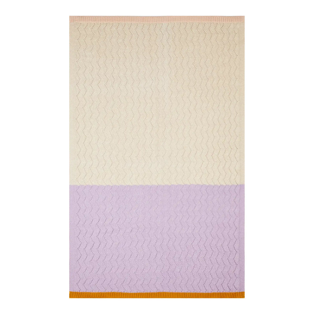 Cotton Knit Baby Blanket ''Lilac and Cream''