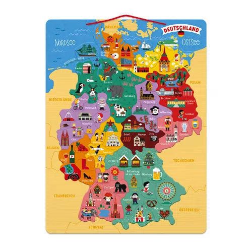 Magnetic Germany Map, German Edition