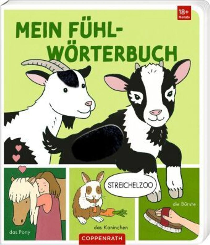 ''Mein Fühl-Wörterbuch, Streichelzoo'' Sensory Board Book, German